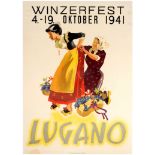 Travel Poster Lugano Winterfest Autumn Festival Wine Food Switzerland