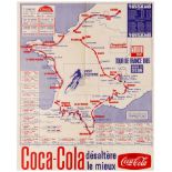 Sport Poster Bicycle Race Tour De France 1965 Cycling Map
