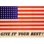 War Poster Give It Your Best American Flag WWII USA Home Front