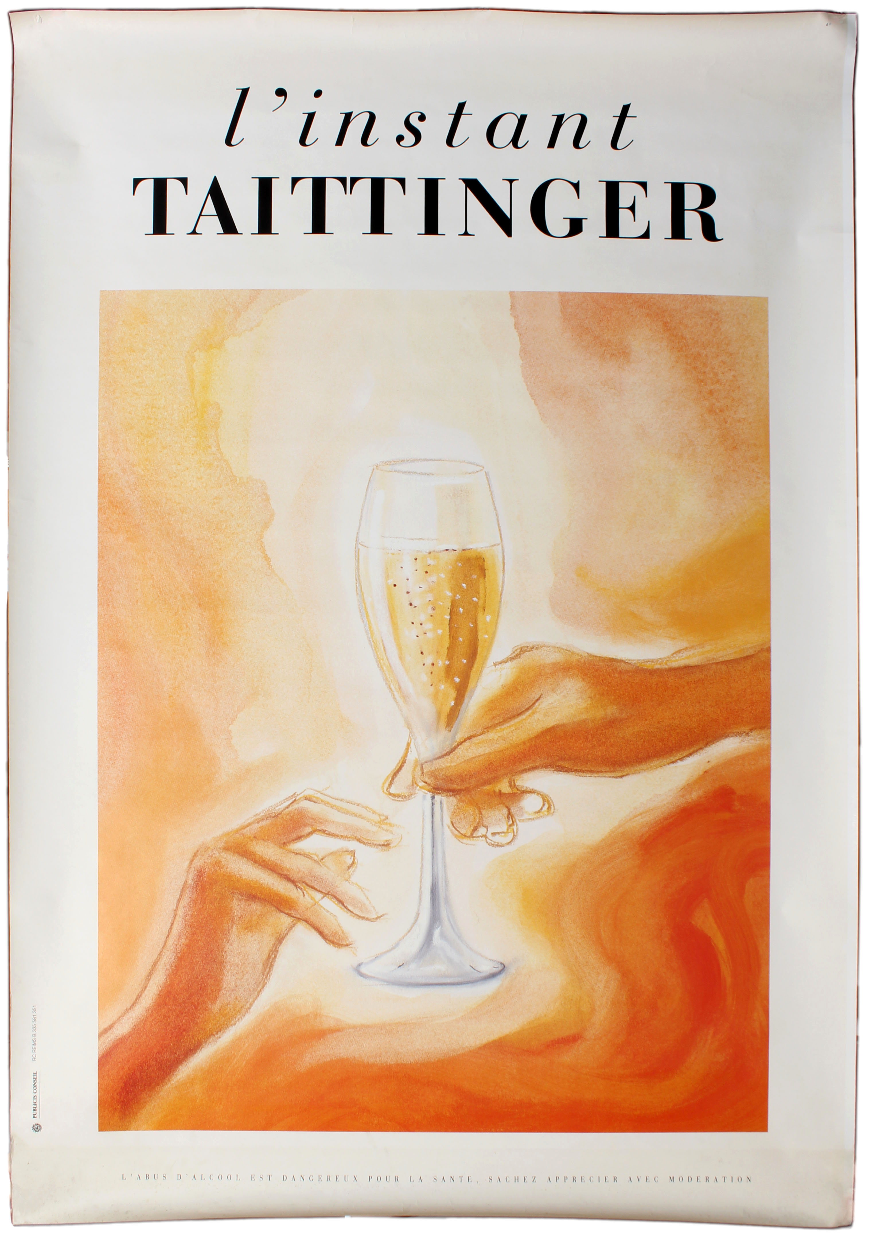 Advertising Poster Instant Taittinger Champagne Wine Glass France