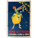Advertising Poster Spa Citron Lemon Spa Water Art Deco Geo Belgium