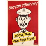 War Poster Button Your Lip Careless Loose Talk WWII USA