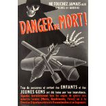 Propaganda Poster Danger De Mort Explosives WWII Home Front