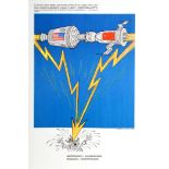 Propaganda Poster Cold War USSR USA Space Rockets Soyuz Apollo