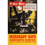 War Poster Merchant Navy WWII UK Modernism Engine Room