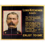 War Poster Lord Kitchener Says WWI UK Recruitment