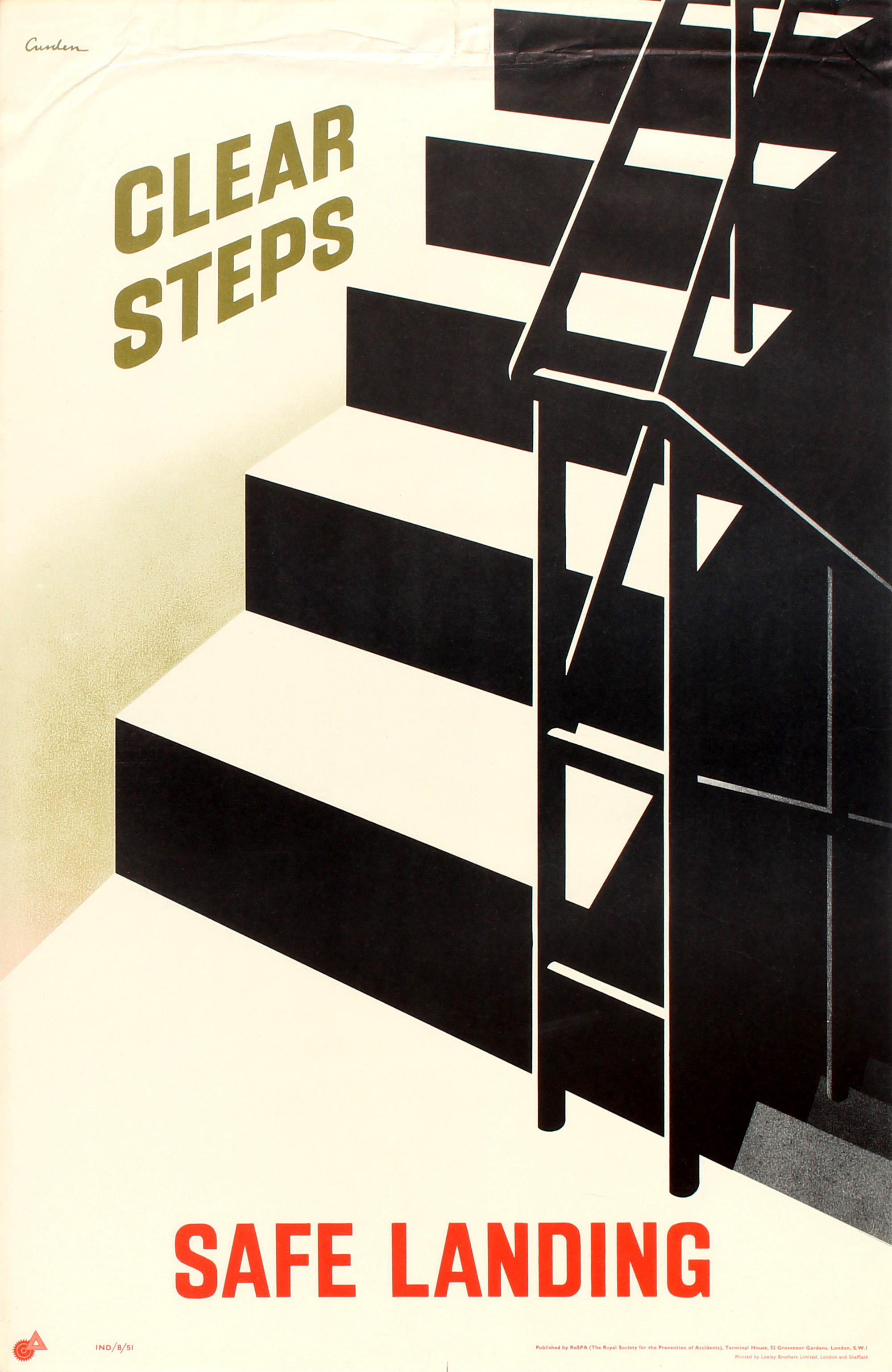 Propaganda Poster Clear Steps Safe Landing ROSPA Midcentury Modern