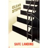 Propaganda Poster Clear Steps Safe Landing ROSPA Midcentury Modern