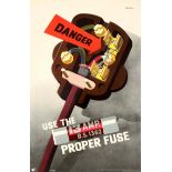 Propaganda Poster Danger Electrician Fuse ROSPA Safety Plug