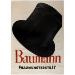 Advertising Poster Baumann Top Hat Otto Baumberger Man Fashion Switzerland