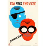 Propaganda Poster You Need Two Eyes Eye Safety Goggles ROSPA