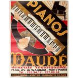 Advertising Poster Piano Daude Art Deco France Music