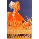 War Poster Dutch Labour Service WWII Nazi Farmer