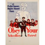 Propaganda Poster Policeman Schoolboy Patrol American Automobile Association Road Safety
