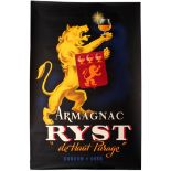 Advertising Poster Armagnac Ryst Alcohol Drink France Lion