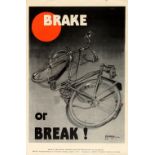 Propaganda Poster Road Safety ROSPA Brake Or Break Bicycle Midecntury