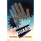 Propaganda Poster Keep Guard ROSPA Work Safety Midcentury Modern