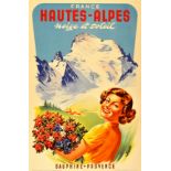 Travel Poster Hautes Alpes Dauphine Ski Poster Snow Sun Neige Soleil