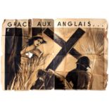 War Poster WWII Anti-British French Poster Joan of Arc Napoleon