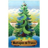 Travel Poster France Mountains Skiing Climbing Ski Winter Sport