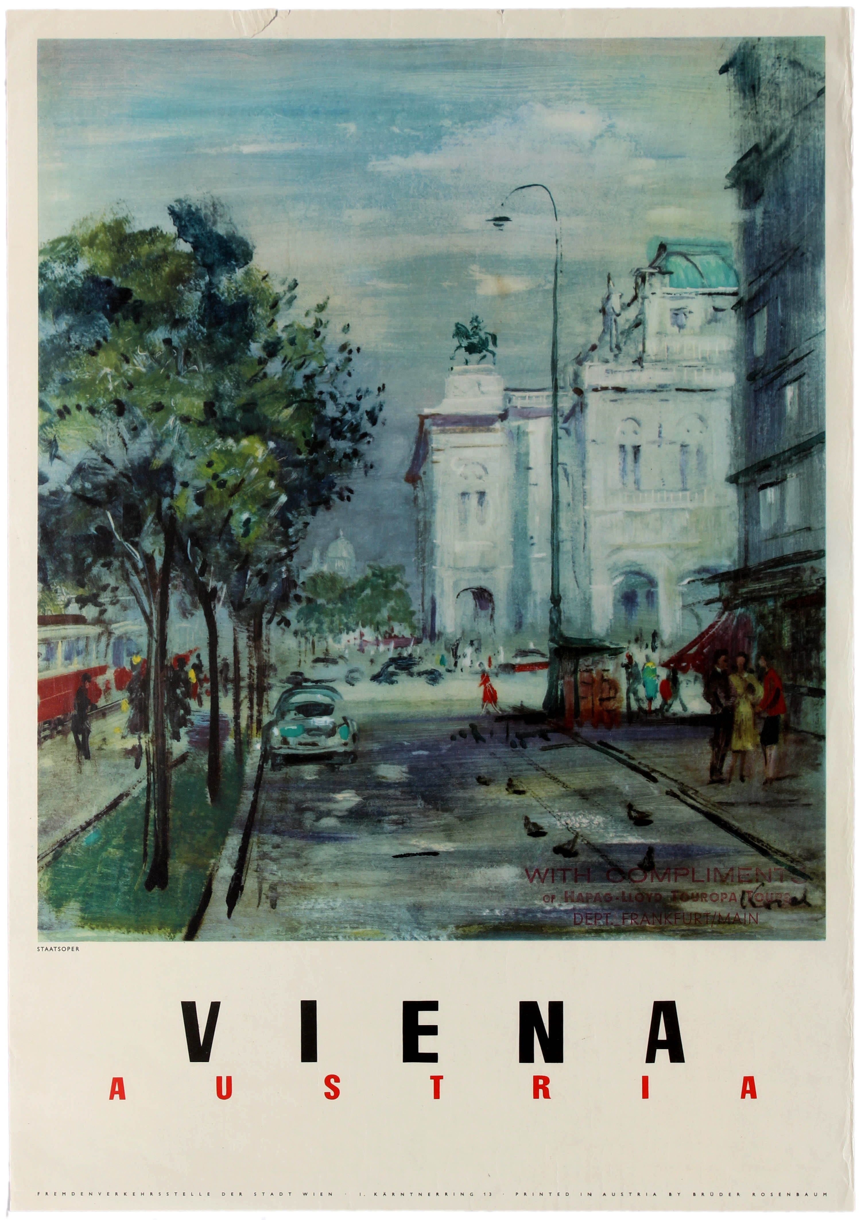 Travel Poster Vienna Austria Hermann Kosel 1950
