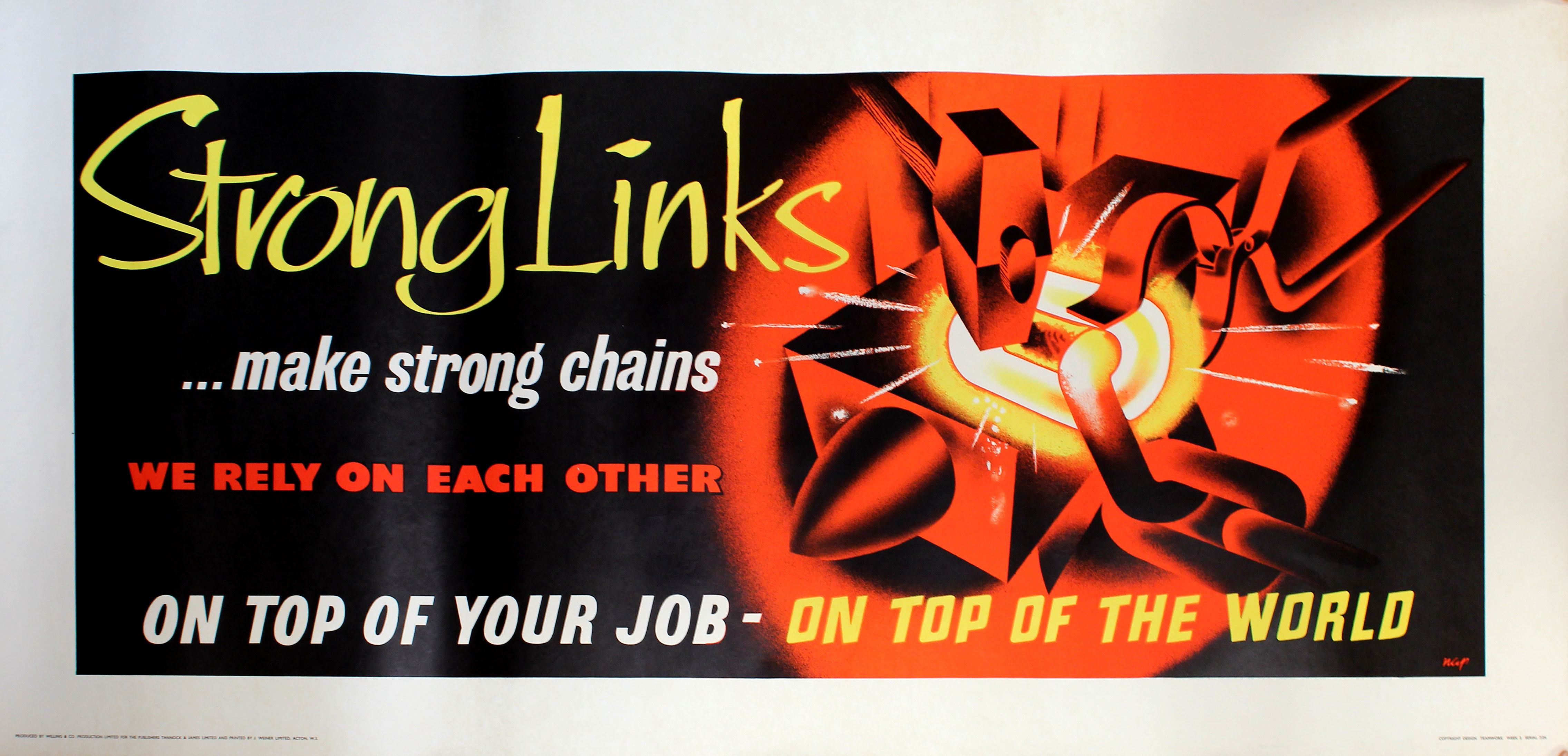 Propaganda Poster Workplace Motivation Teamwork Strong Links