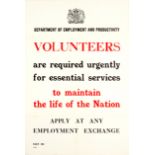 War Poster Volunteers Required Urgently WWII UK