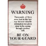 War Poster Be On Your Guard WWII UK Spy Keep Calm