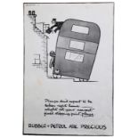 Propaganda Poster WWII Rubber Petrol Fougasse Home Front