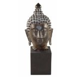 Buddhakopf Thailandwohl 15./16. Jhdt. H: ohne Sockel 26 cm. Feine Darstellung des Hauptes von Buddha
