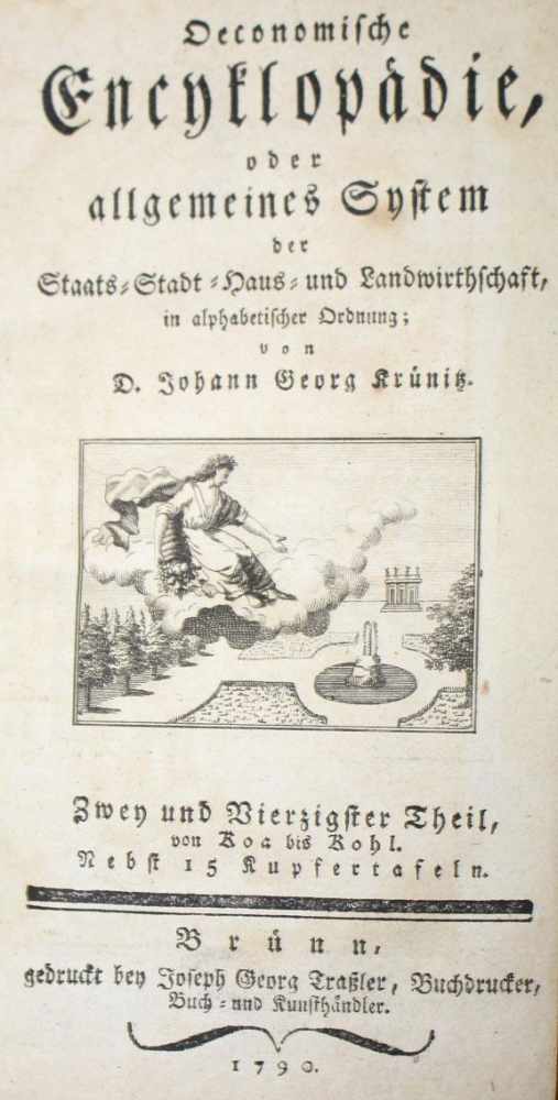 Krünitz,J.G.Oeconomische Encyclopädie,... Tl. 42: Von Koa bis Kohl. Brünn, Traßler 1790. Mit gest.