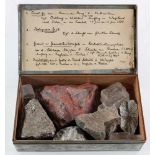 Mineralien-Sammlung'Auf den Spuren Goethes'. 9 Stücke (4 versch.), zus. in Zigarren-Kiste (um 1930).