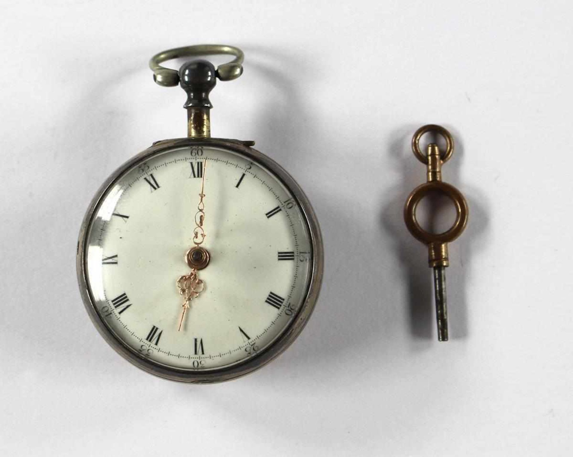 Spindeluhr mit DiamantLondon 1785. V.Mitchell London No. 516. Aufwendige Spindeltaschenuhr Silber