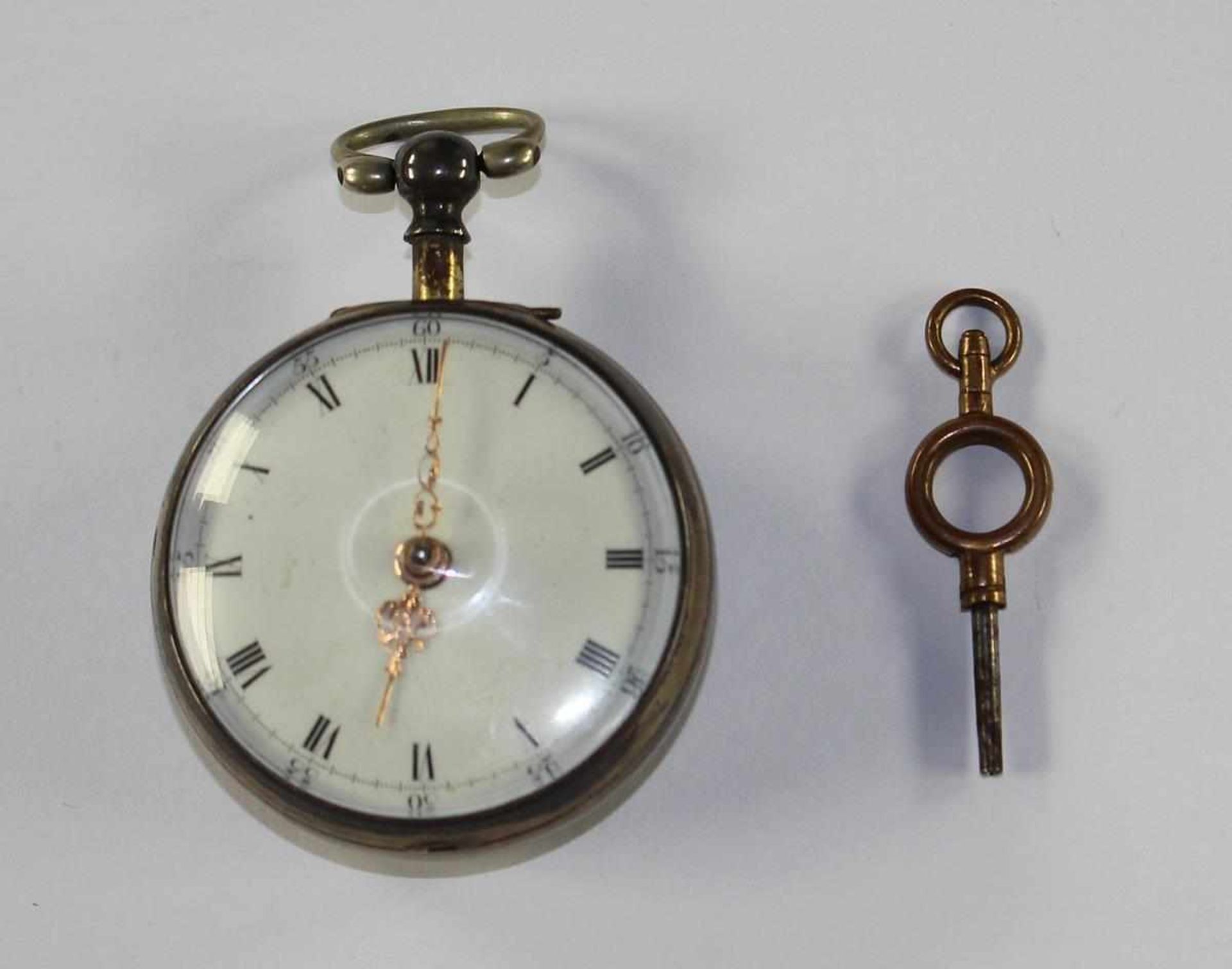 Spindeluhr mit DiamantLondon 1785. V.Mitchell London No. 516. Aufwendige Spindeltaschenuhr Silber - Image 2 of 2