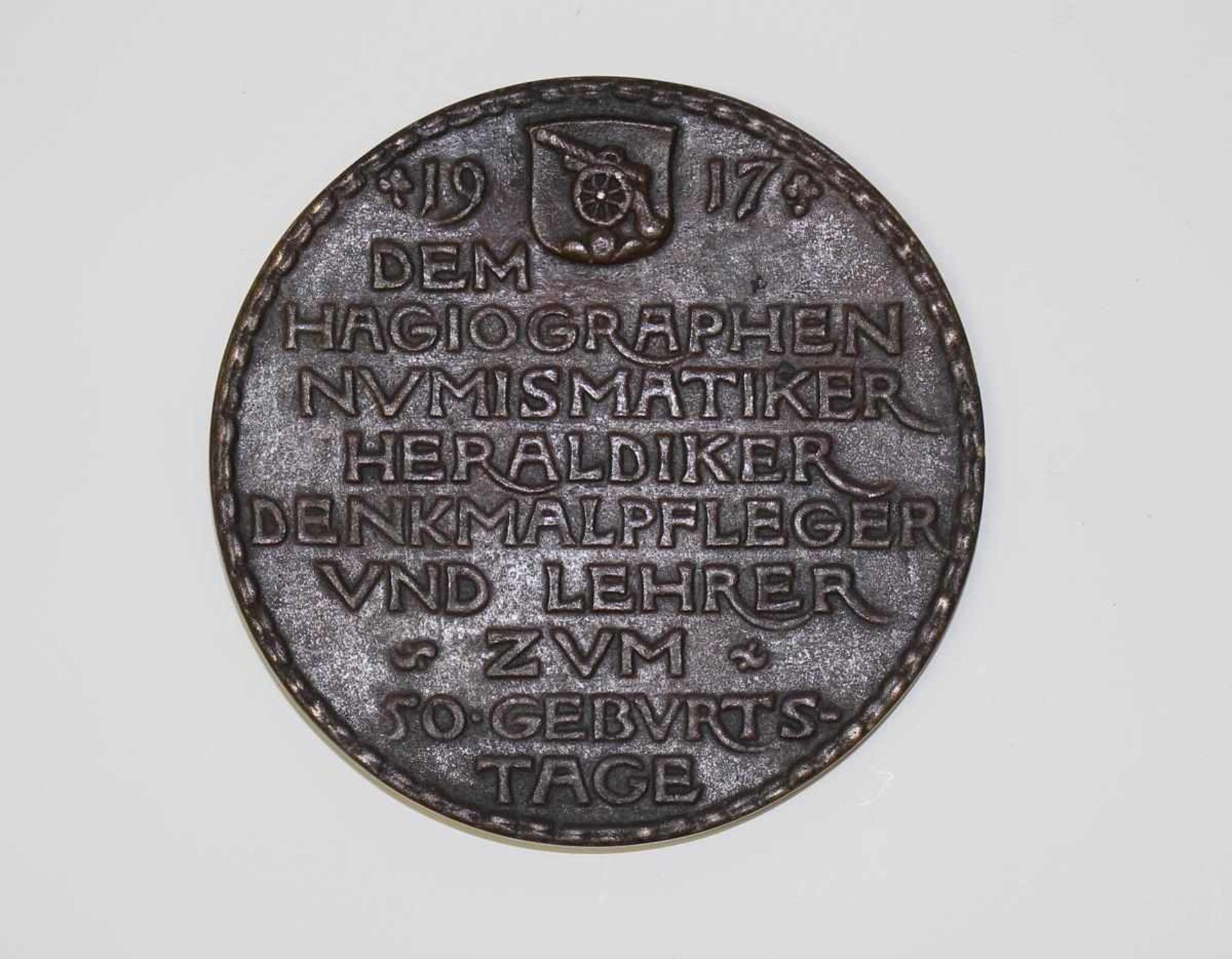 E.A.Stückelberg Portraitmedaillevon August Heer. Große Bronzemedaille D: ca 10 cm. Portrait des - Image 3 of 3