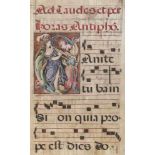 Antiphonar.Beidseitig beschrieb. Bl. aus einer latein. Notenhandschrift auf Pergament, Italien 16.