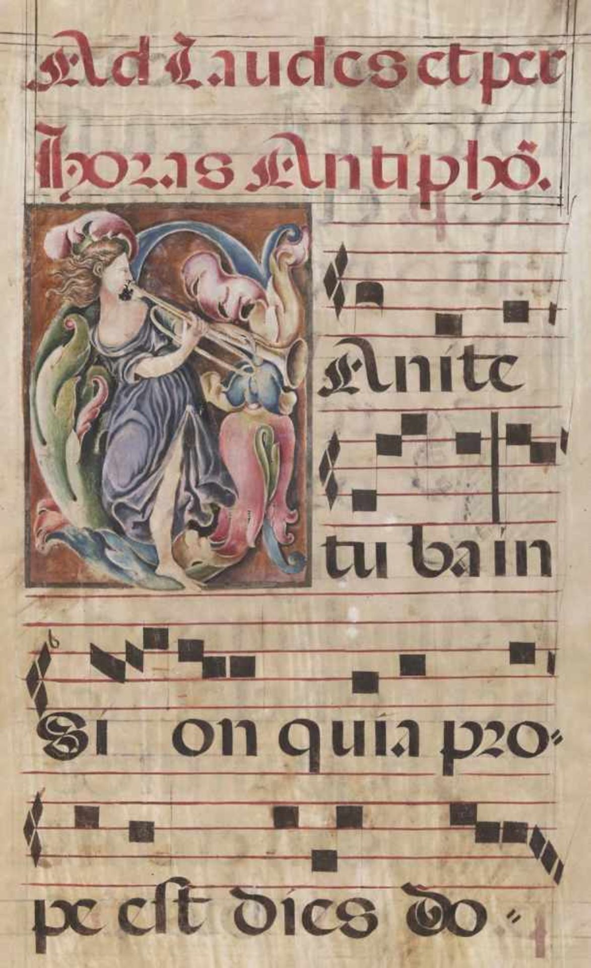 Antiphonar.Beidseitig beschrieb. Bl. aus einer latein. Notenhandschrift auf Pergament, Italien 16.