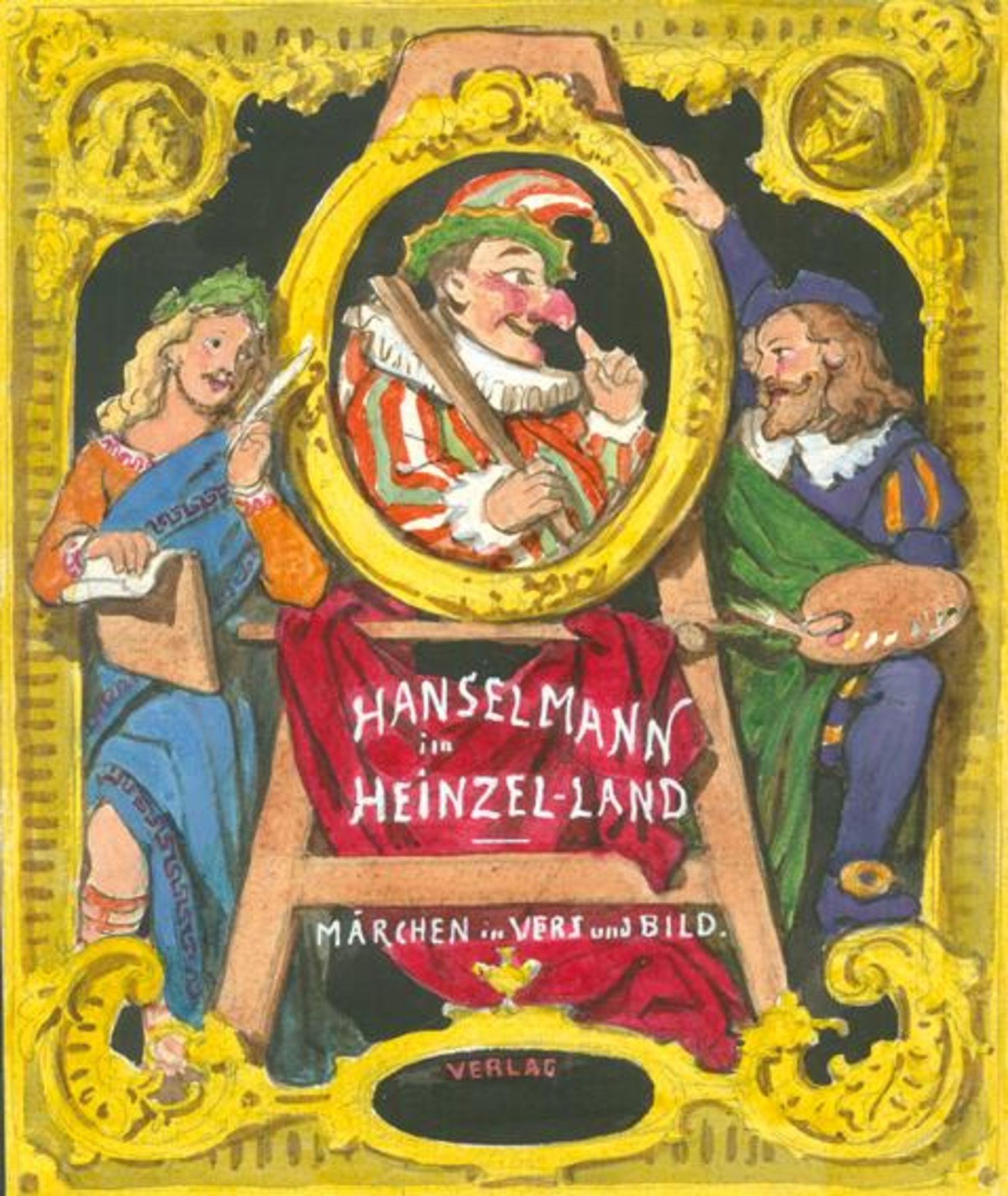 Hanselmannim Hansel-Land. Märchen in Vers und Bild. Titel u. 8 (1 dplblgr.) Tafeln mit 17