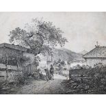 Tegernsee.Eine Parthie in Tegernsee. Getönte Kreidelithographie von C.F. Heinzmann. (Mchn.,