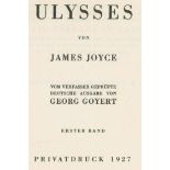 Joyce,J.Ulysses. 3 Bde. (Basel, Rhein-Vlg.) Privatdruck 1927. 3 Bl., 458 S.; 2 Bl., 465 S.; 2 Bl.,