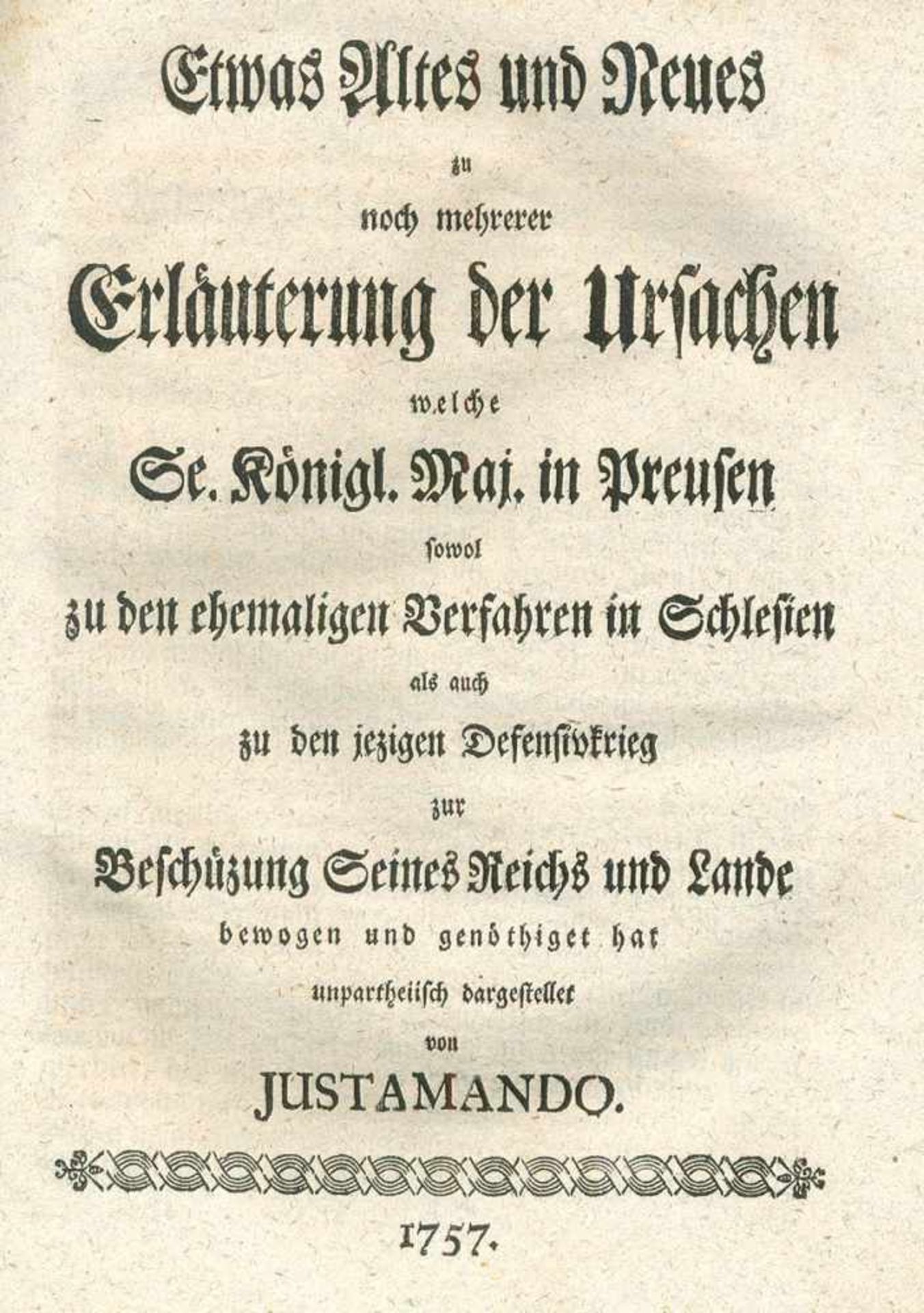 Sammlungvon ca. 95 Staatsschriften, die über den bis 1756 angegangenen Krieg überw. in Deutschland