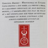 Musset,A.de.Les nuits. (Montagnola, Officina Bodoni 1924). 4°. 4 Bl., 55 S., 4 Bl. Ohprgt. mit