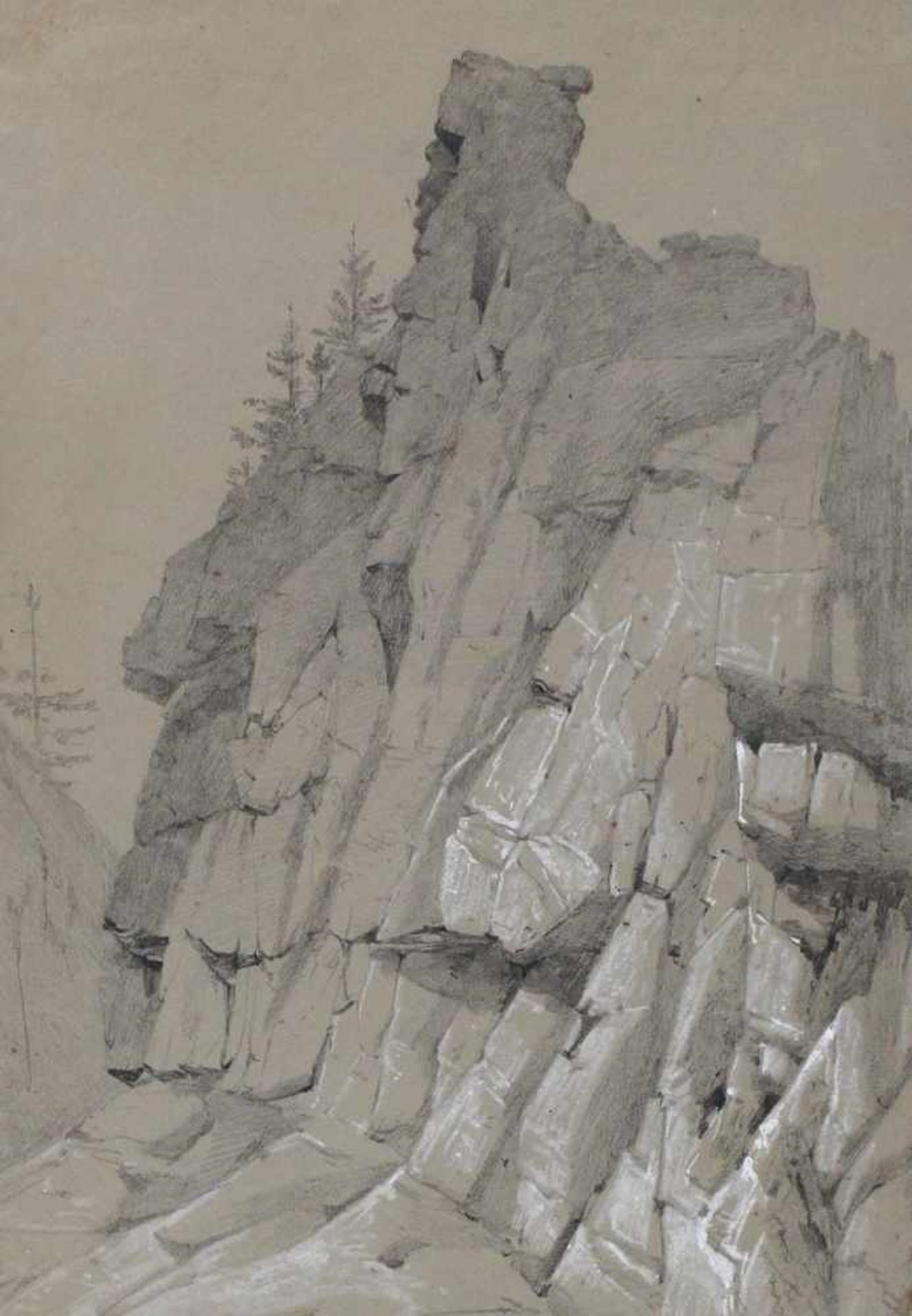 Geyer, Alexius(1816 Berlin 1883) zugeschrieben. Holzhütte 'bei Rubigen'. - Felsformation in der - Bild 2 aus 2