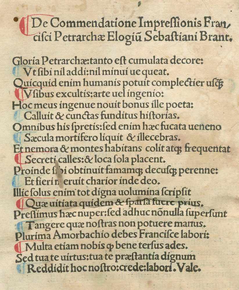 Petrarca,F.(Opera latina). Librorum Francisci Petrarchae Basiliae Impressorum Annotatio. (Hrsg. - Image 2 of 2