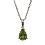 Peridot-Anhänger11,02 x 7,92 mm Tropfen H:5,04 mm Gewicht 2,77 ct mit Ankerkette in WG 750 gest.