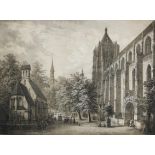 Ulm. Münster in Ulm. Lithographie mit Tonplatte von Dom. Quaglio, 1818. Ca. 33 x 45 cm. -