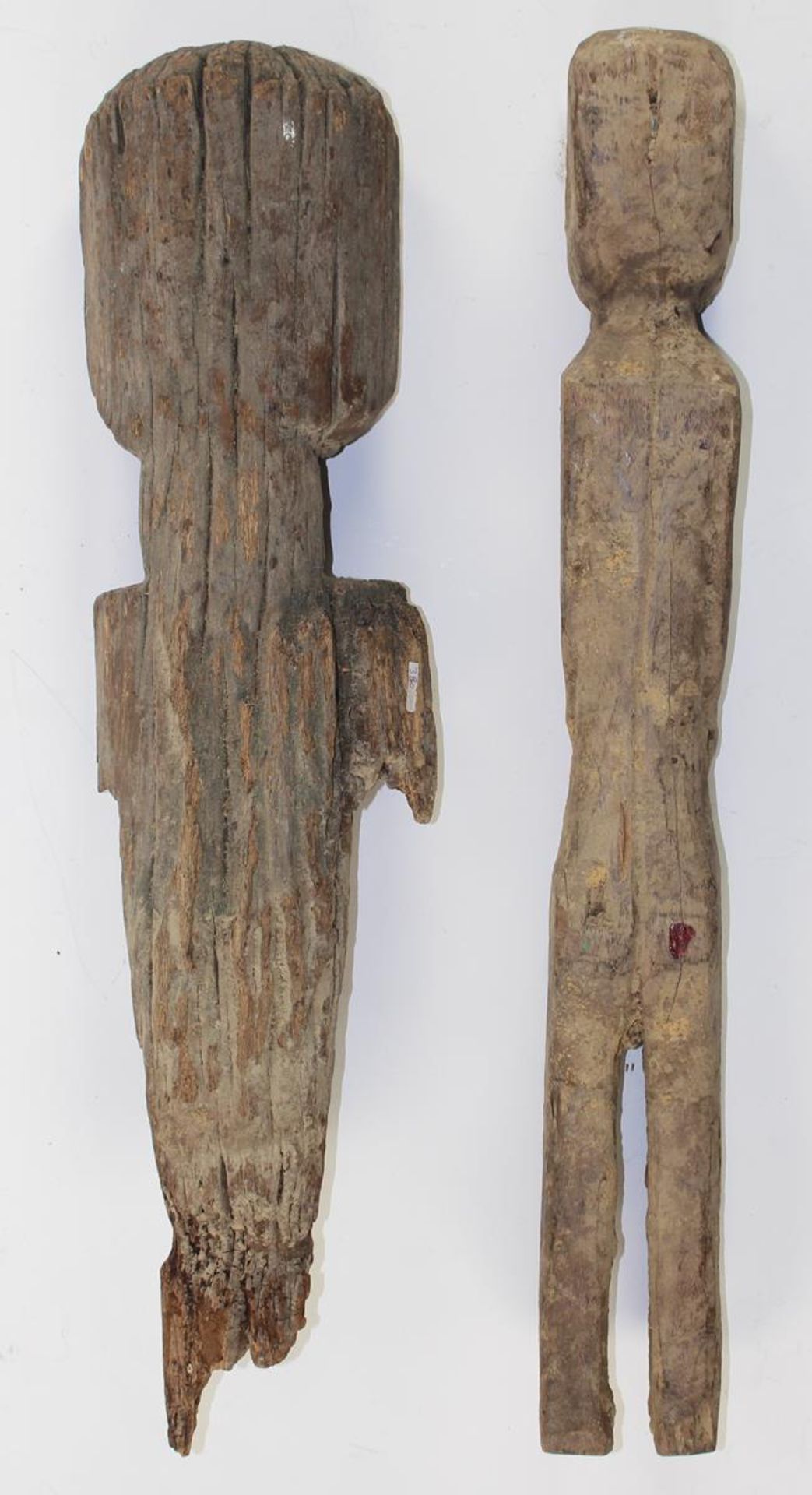Naga Paar Holzskulpturen.Fragmente alter wohl frühes 19.Jhdt. Holzfiguren. Naive Schnitzkunst wohl - Bild 2 aus 2