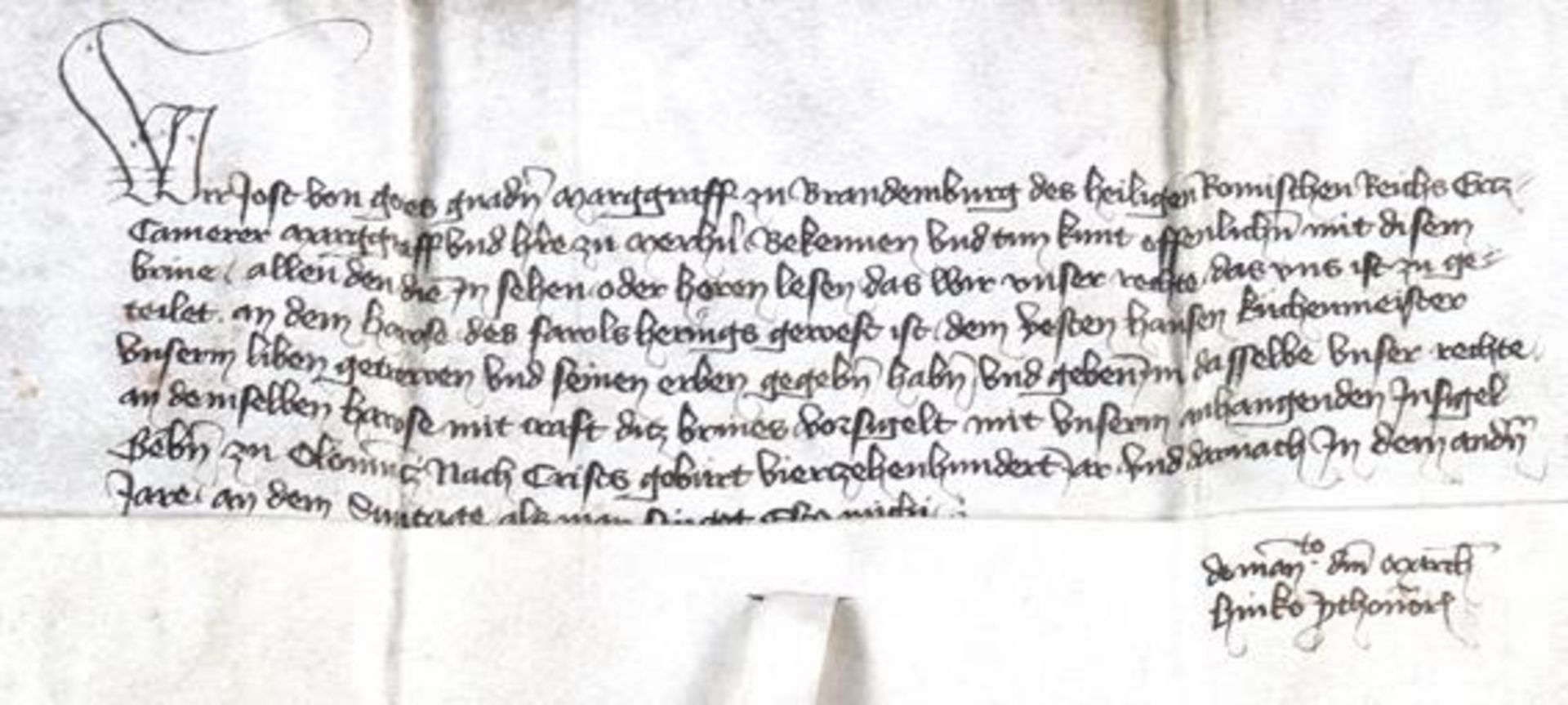 Jost (Jobst) von Mähren,Markgraf von Brandenburg u. Mähren (1351-1411). Lehensurkunde für Hans