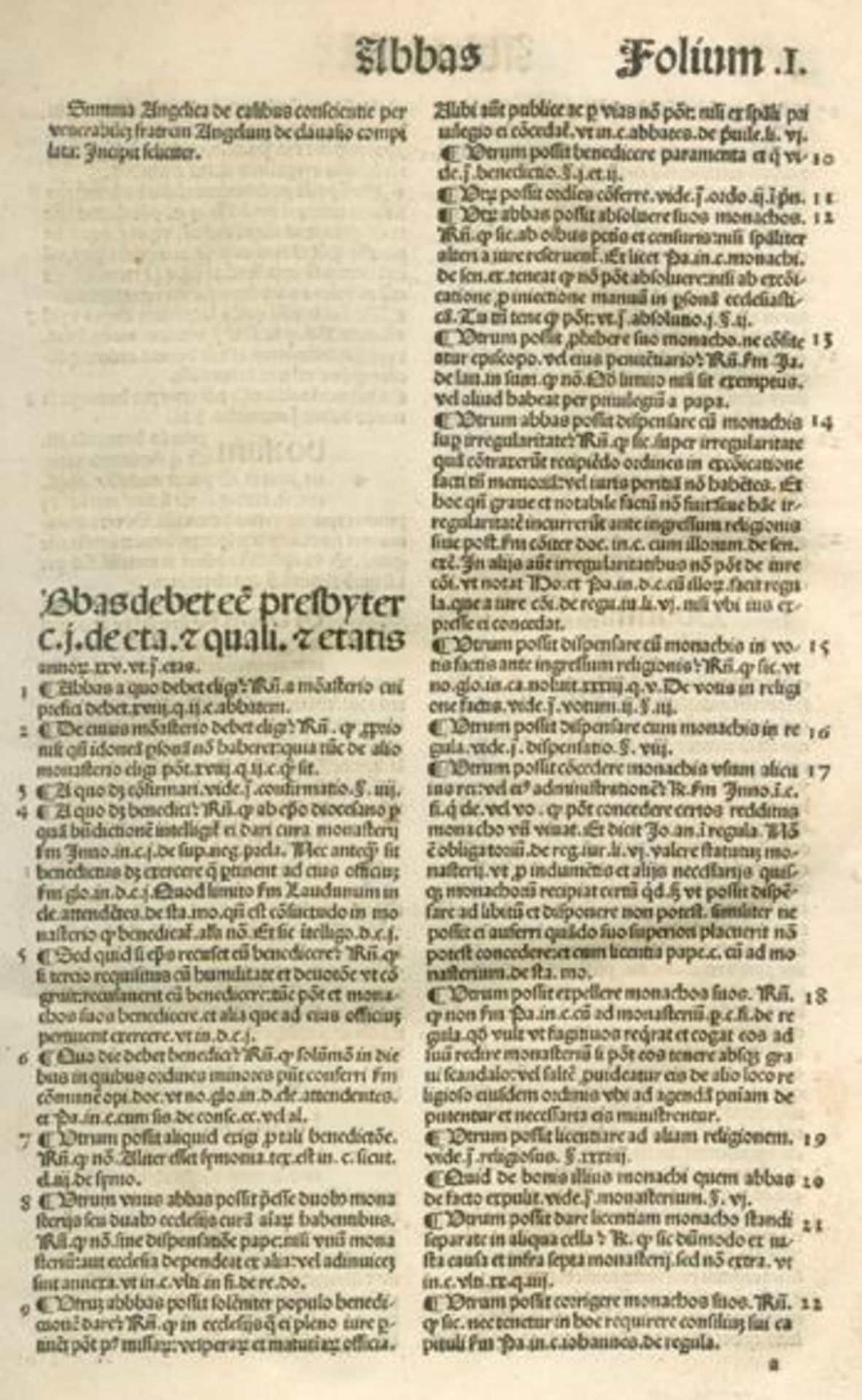 Angelus de Clavasio.Summa angelica de casibus conscientiae. Nbg., A. Koberger 10. Feb. 1492. Kl.Fol.