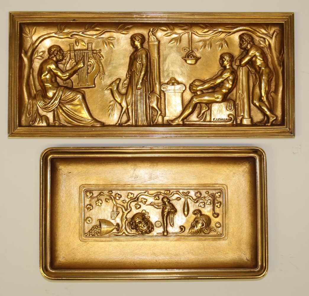 Levillain, Ferdinand4 Bronzetableaus, mit antikisierender Szene. 19.Jhdt. 4 neoklassizistische, wohl - Image 3 of 3
